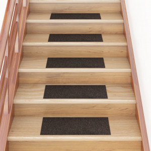 Alfombrilla autoadhesiva escalera 15 uds marrón oscuro 60x25 cm D