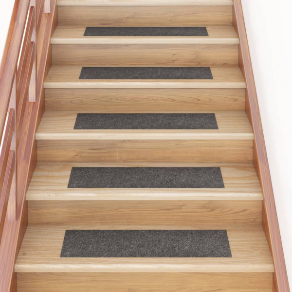 Alfombrilla autoadhesiva escalera 15 uds gris marrón 76x20 cm D