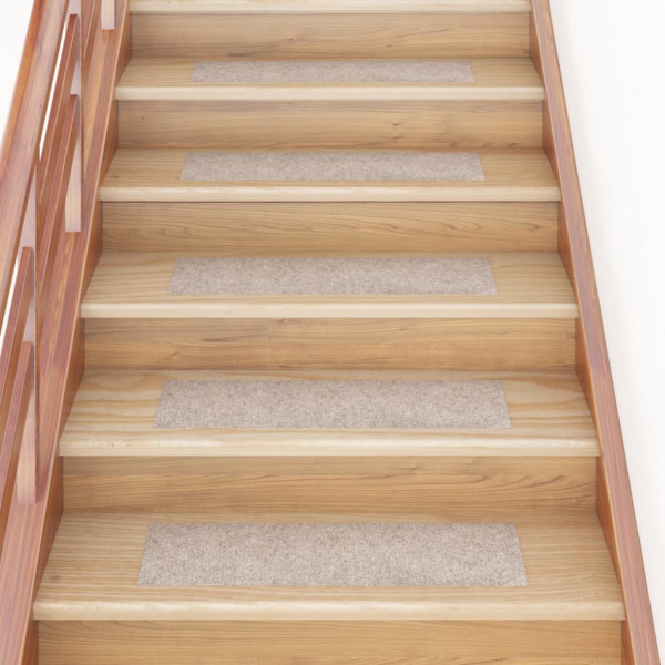 Alfombrilla autoadhesiva escalera 15 uds crema 76x20 cm D