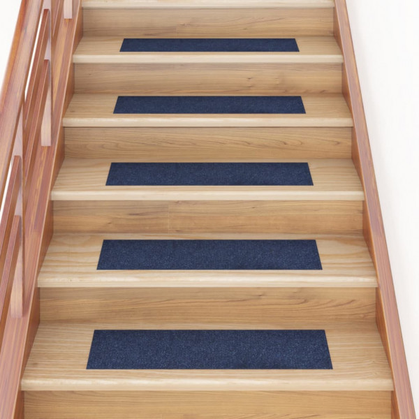 Alfombrilla autoadhesiva escalera 15 uds azul 76x20 cm D