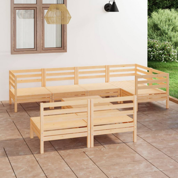 Conjunto de mobiliário de jardim 8 peças madeira maciça de pinheiro D