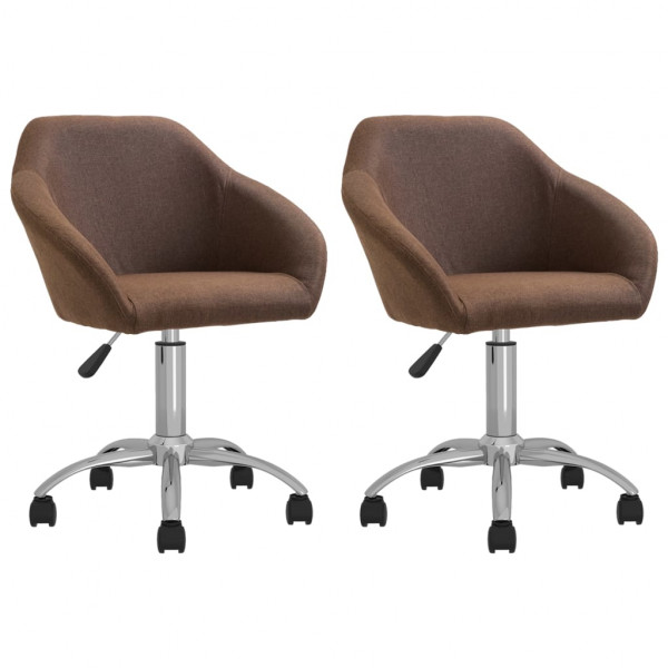 Sillas de comedor giratorias 2 unidades tela marrón Sillas de comedor giratorias 2 unidades tela marrón D