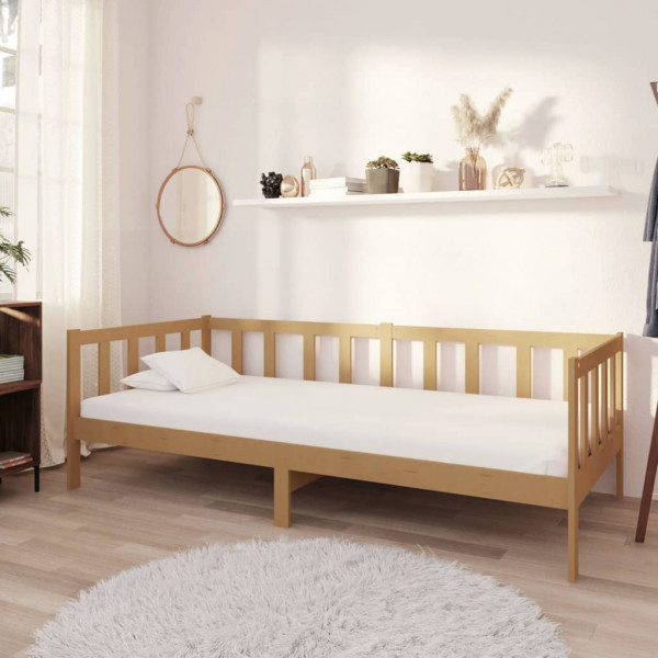 Sofá cama e colchão em madeira maciça de pinho castanho mel 90x200 cm D