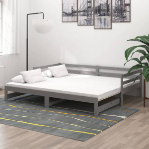 Sofá-cama removível em madeira de pinho maciça cinza 2x(90x200) cm D