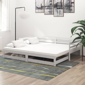 Sofá cama extraíble madera maciza de pino blanco 2x(90x200) cm D