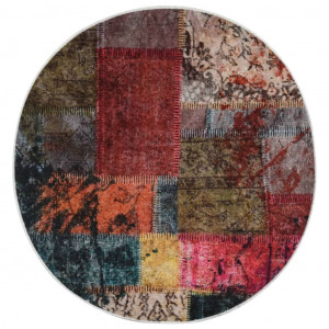 Alfombra lavable patchwork antideslizante multicolor φ120 cm D