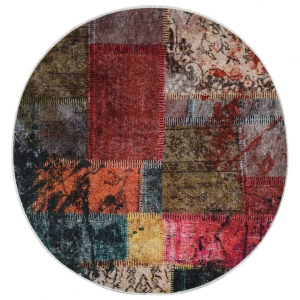 Alfombra lavable patchwork antideslizante multicolor φ120 cm D