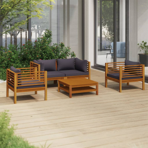 Mobiliário de jardim 5 almofadas madeira maciça de acacia D