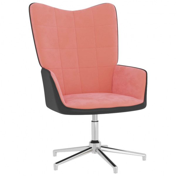 Cadeira de relaxamento de veludo rosa e PVC D