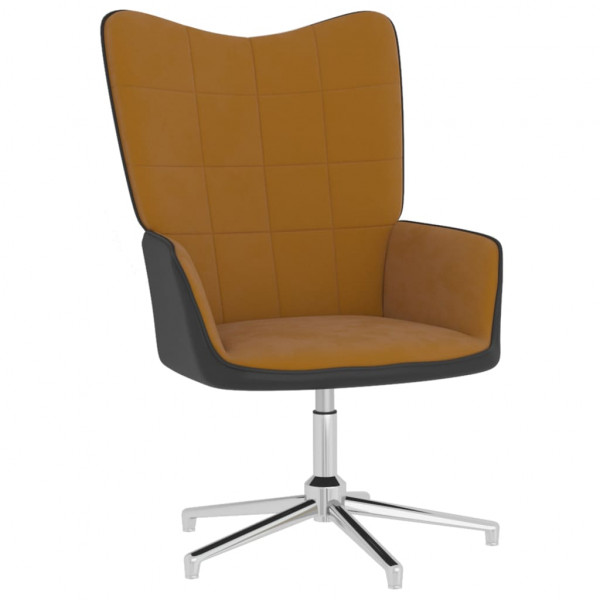 Silla de relajación de terciopelo marrón y PVC Silla de relajación de terciopelo marrón y PVC D