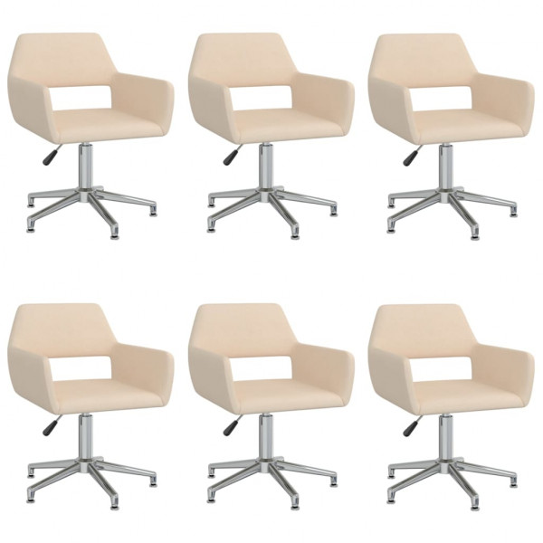 Sillas de comedor giratorias 6 unidades tela color crema Sillas de comedor giratorias 6 unidades tela color crema D