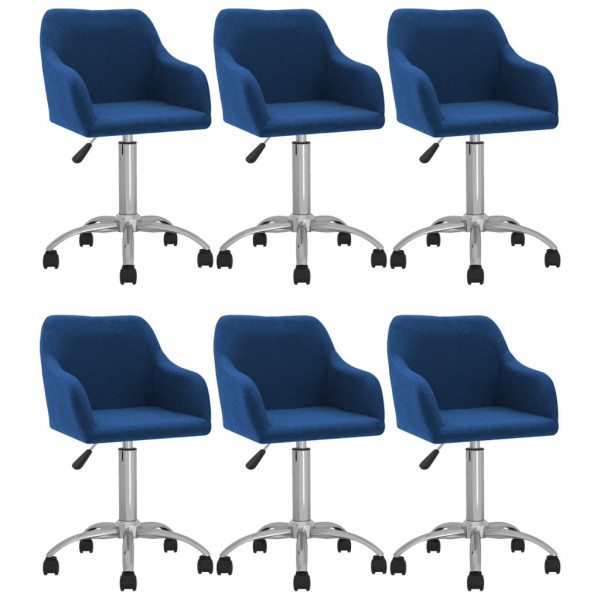 Sillas de comedor giratorias 6 unidades tela azul Sillas de comedor giratorias 6 unidades tela azul D