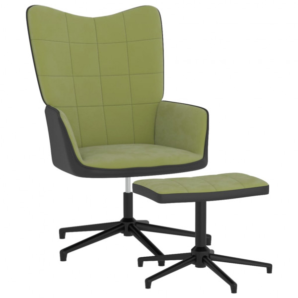 Cadeira de relaxamento com calcanhares de veludo e PVC verde claro D
