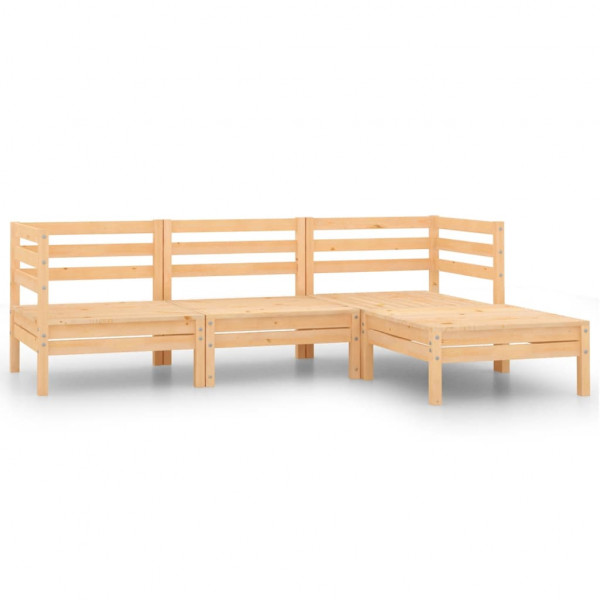 Conjunto de móveis de jardim 4 peças madeira maciça de pinheiro D
