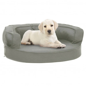 Colchão de cama de cão ergonômico aspecto linho cinza 60x42cm D