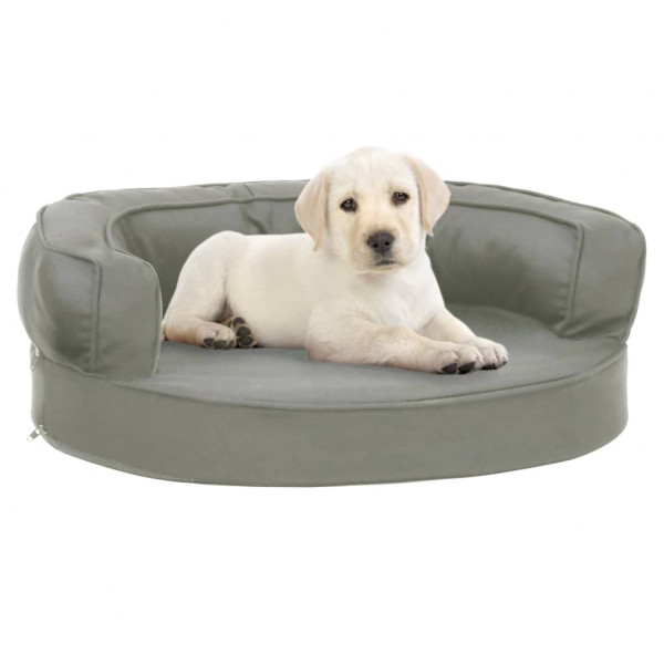 Colchón para cama de perro ergonómico aspecto lino gris 60x42cm D
