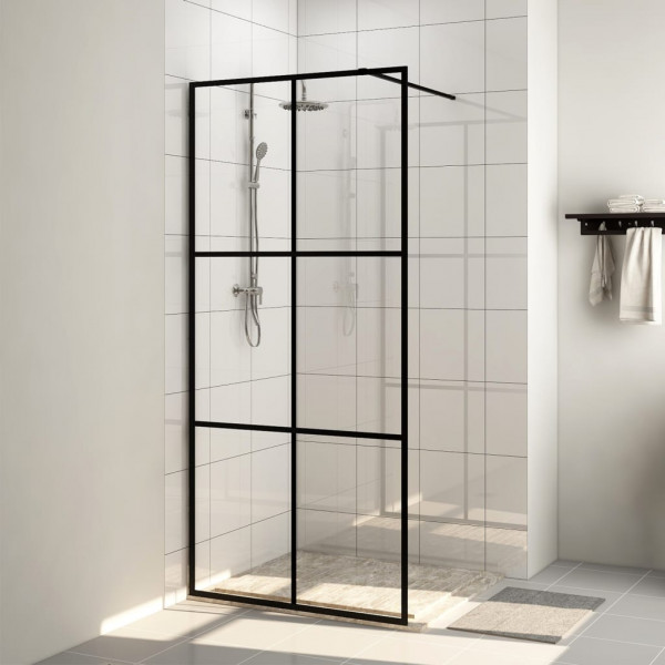 Mampara ducha accesible vidrio ESG transparente negro 100x195cm D