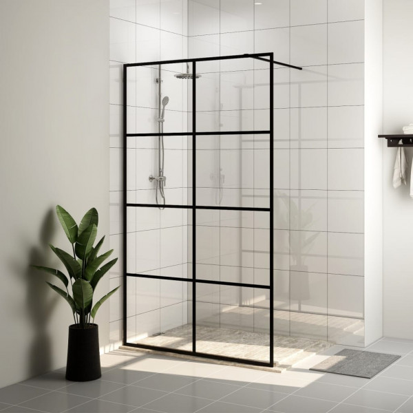 Mampara de ducha accesible vidrio ESG claro negro 140x195 cm D