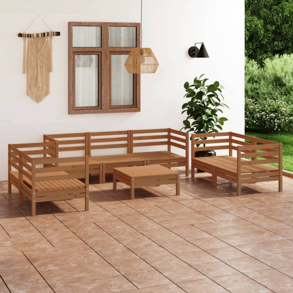 Jogo mobiliário de jardim 8 pzas madeira maciça pinheiro marrom mel D