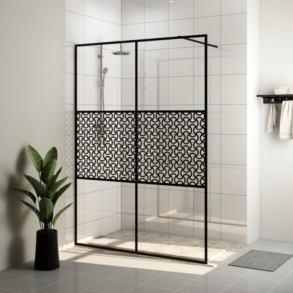 Mampara de ducha accesible vidrio ESG claro negro 140x195 cm D