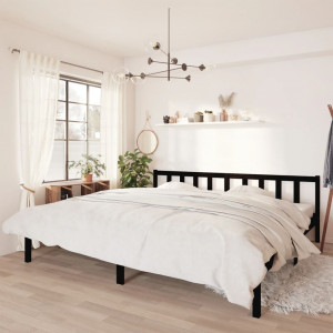 Estrutura de cama de madeira maciça de pinho preto 200x200 cm D