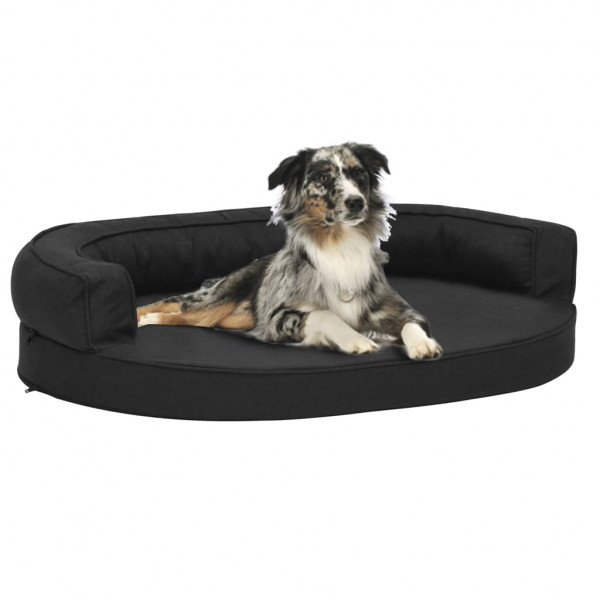 Colchón de cama de perro ergonómico aspecto lino negro 75x53cm D