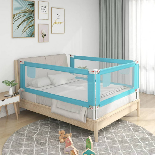 Barandilla de seguridad cama de niño tela azul 90x25 cm D
