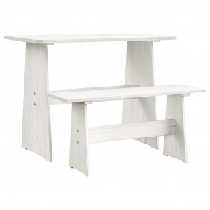 Mesa de comedor con banco de madera maciza de pino blanca D