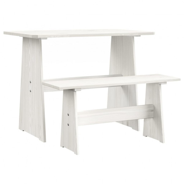 Mesa de jantar com banco de madeira maciça de pinho branco D