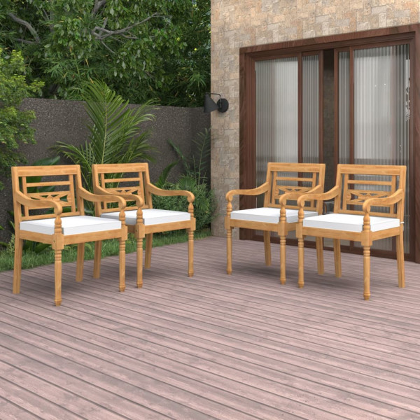 Cadeiras Batavia com almofadas 4 unidades madeira maciça de teca D