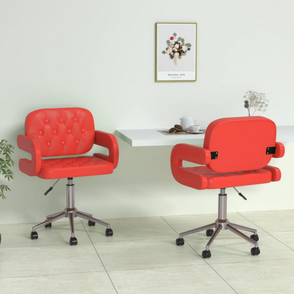 Sillas de comedor giratorias 2 uds cuero sintético rojo Sillas de comedor giratorias 2 uds cuero sintético rojo D
