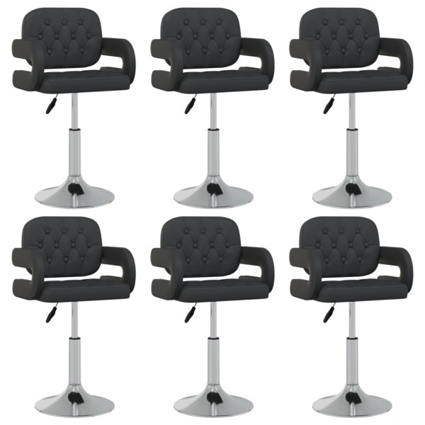 Cadeiras de jantar giratórias 6 unidades de couro sintético preto D