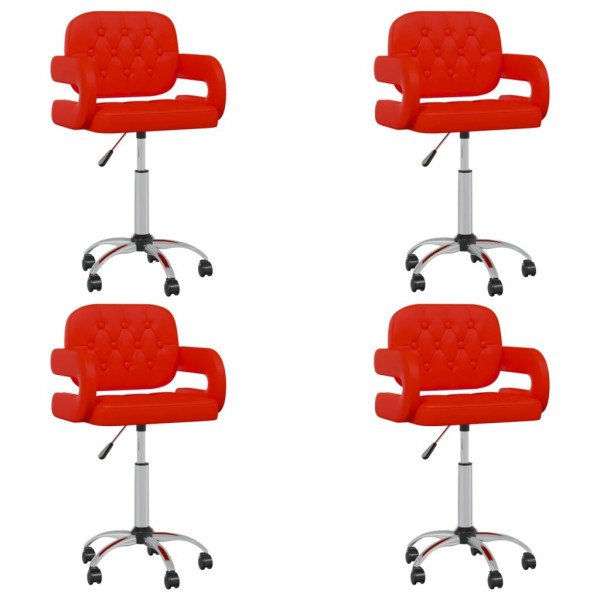 Sillas de comedor giratorias 4 uds cuero sintético rojo Sillas de comedor giratorias 4 uds cuero sintético rojo D