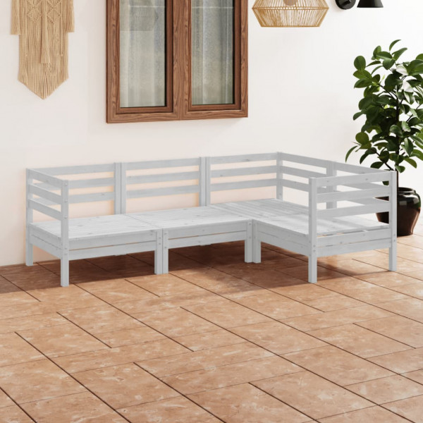 Conjunto de móveis de jardim 4 peças madeira maciça pinheiro branco D