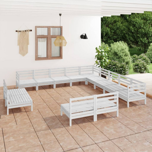 Furniture de jardim 13 peças madeira maciça pinheiro branco D