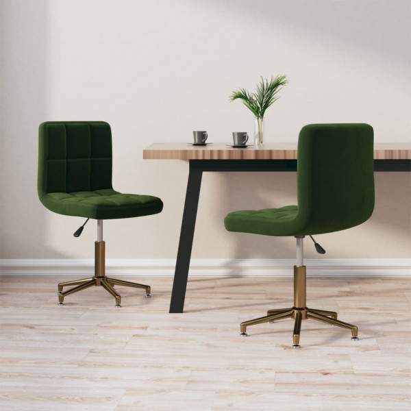 Sillas de comedor giratorias 2 unidades terciopelo verde oscuro Sillas de comedor giratorias 2 unidades terciopelo verde oscuro D