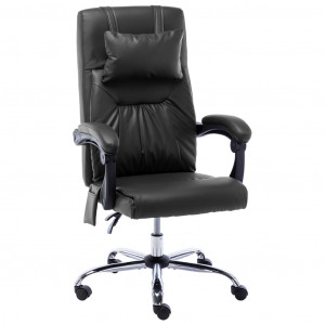 Cadeira de escritório de massagem de couro sintético preto D