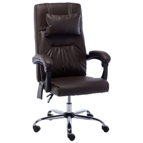 Cadeira de escritório de massagem de couro sintético marrom D