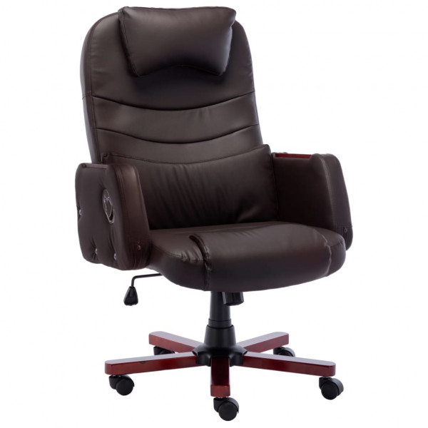 Cadeira de escritório de couro sintético marrom D