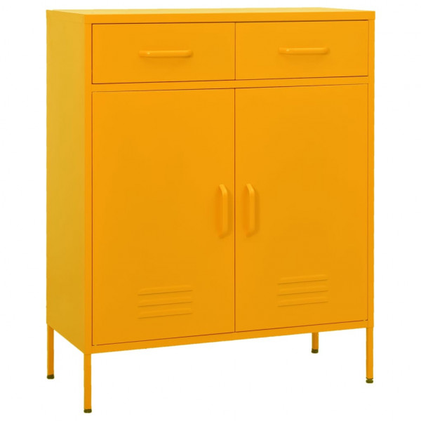 Armário de armazenamento em aço amarelo mostarda 80x35x101,5 cm D