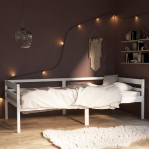 Estrutura de cama de madeira maciça de pinho branco 90x200 cm D