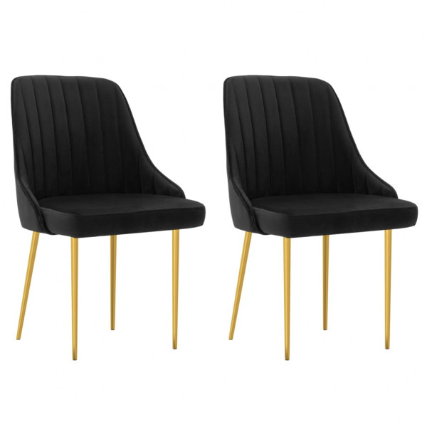 Sillas comedor 2 unidades de terciopelo negro Sillas comedor 2 unidades de terciopelo negro D