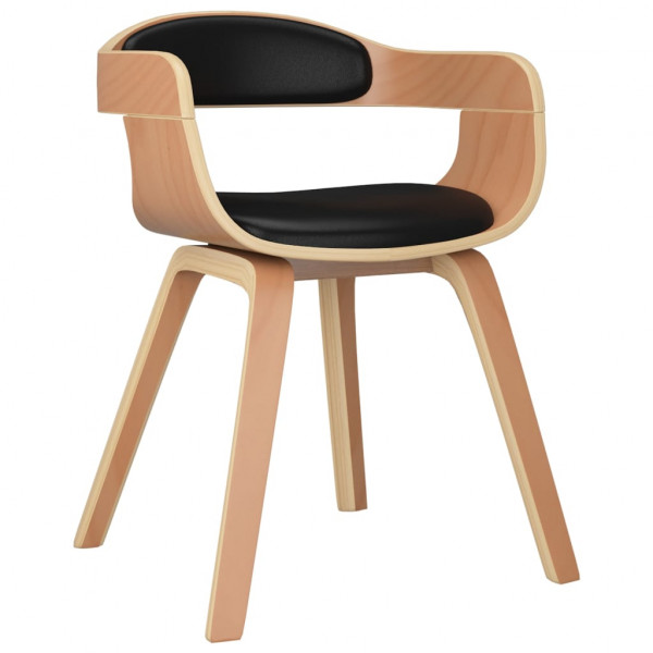 Cadeira de jantar de couro sintético e madeira curva preta D