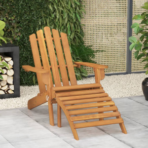 Silla de jardín Adirondack con reposapiés madera acacia maciza D