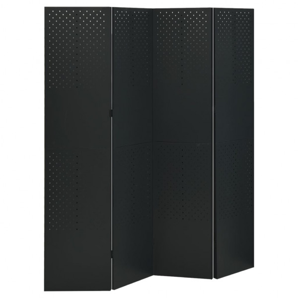 Biombo divisor de 4 paneles acero negro 160x180 cm D