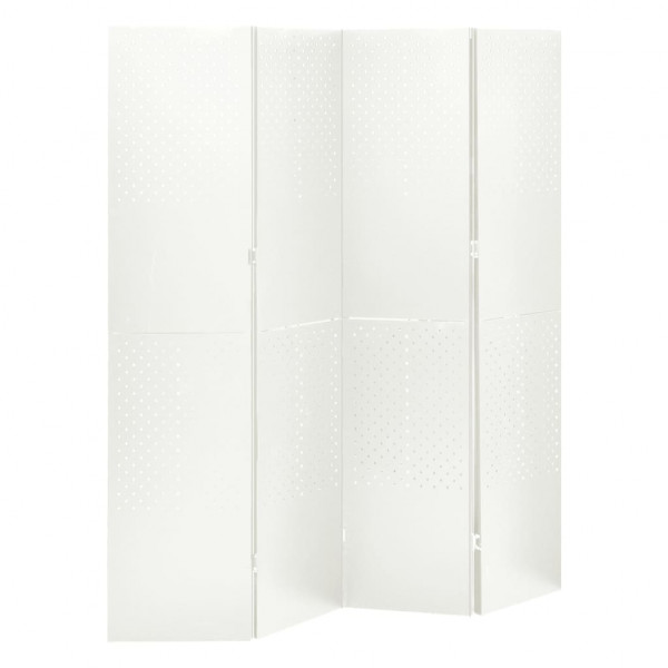 Biombo divisor de 4 paneles acero blanco 160x180 cm D