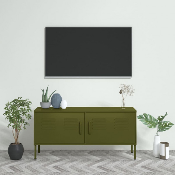 Móveis de televisão de aço verde oliva 105x35x50 cm D