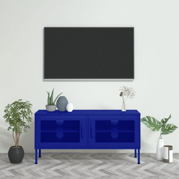 Móveis de televisão de aço azul marinho 105x35x50 cm D
