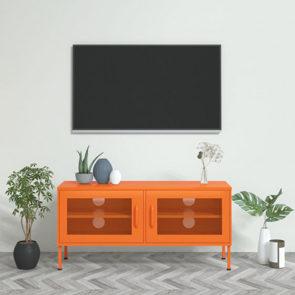 Móveis de televisão de aço laranja 105x35x50 cm D