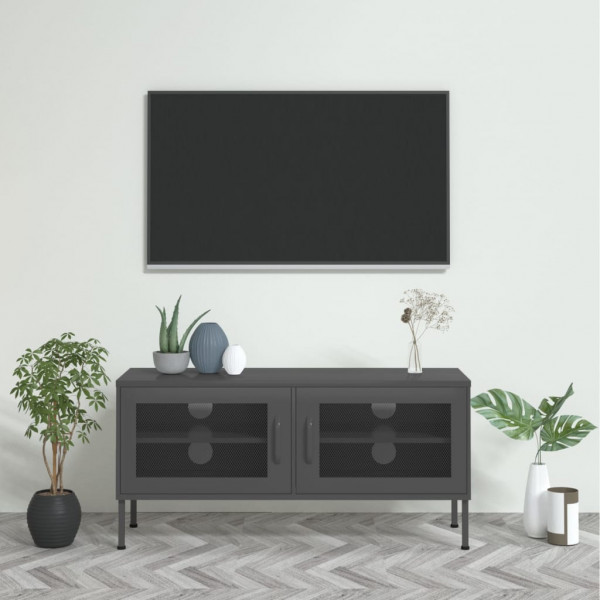 Mueble para TV de acero gris antracita 105x35x50 cm D